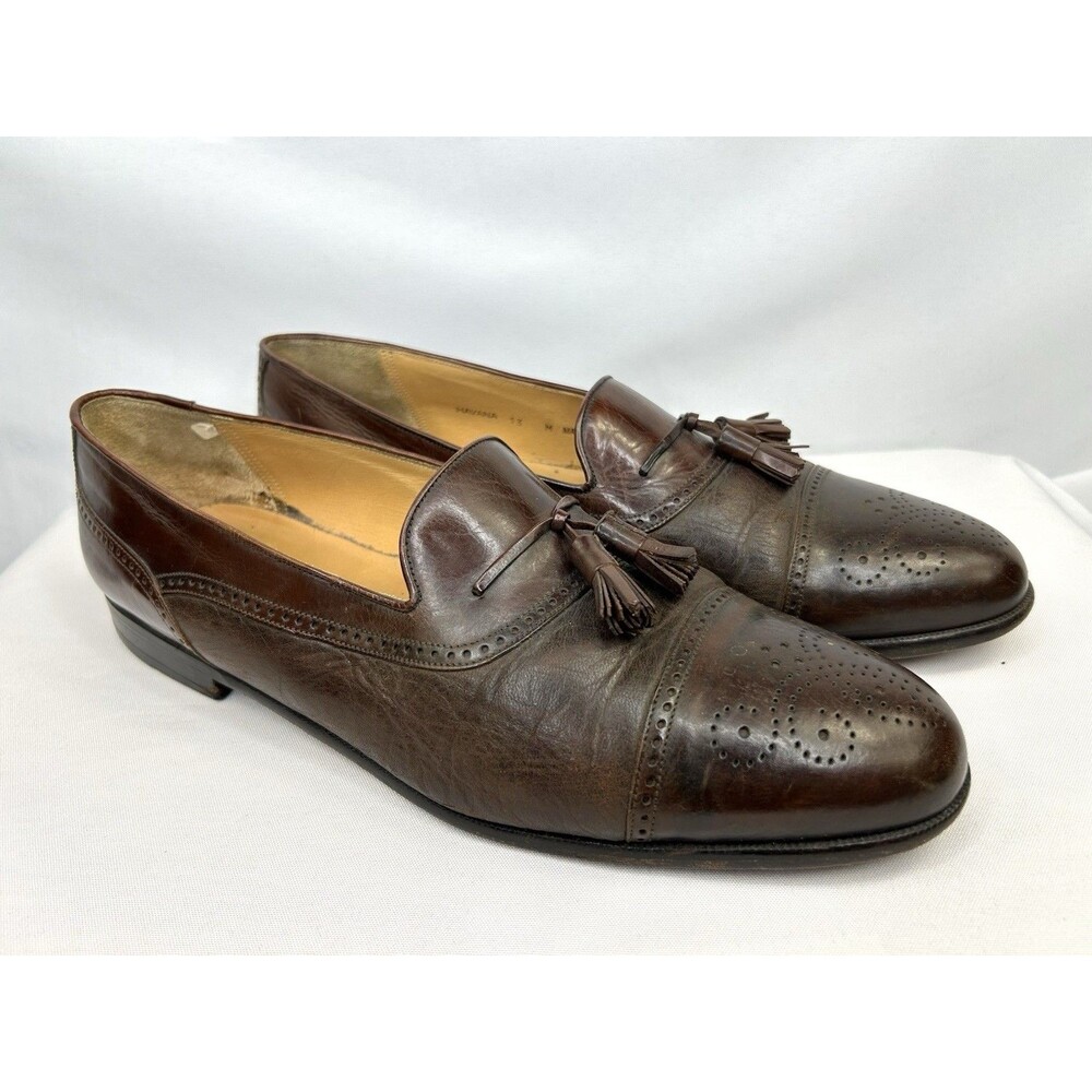 Mezlan Men's Brown Havana Tassel Cap Toe Loafer Shoes 13 M